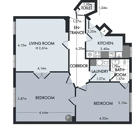 公寓 Cozy Two-bedroom In Osterbro *